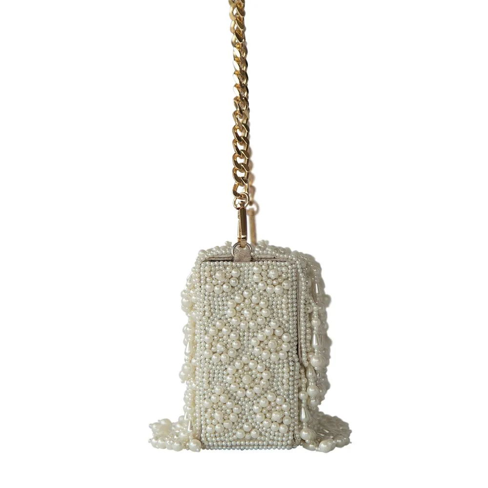 Adora By Ankita Pearl Scallop Flapper Clutch Bag