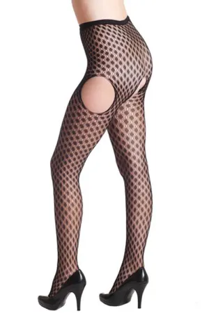 Black Diamond Fishnet Crotchless Chap Pantyhose