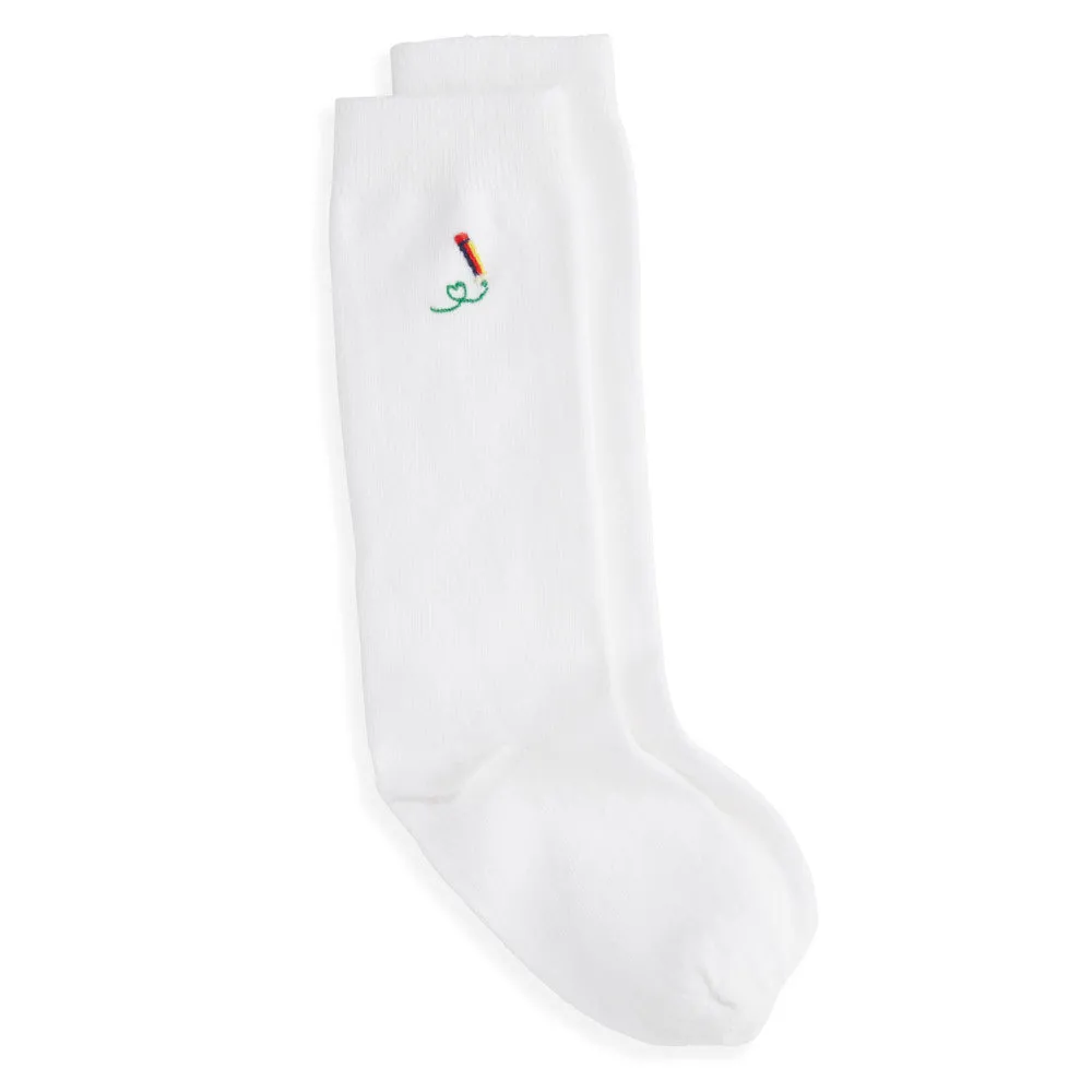 Embroidered Knee High Socks -- Pencils