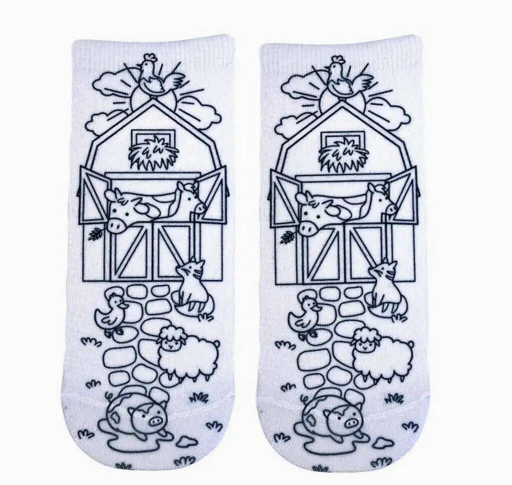 Farm Coloring Socks