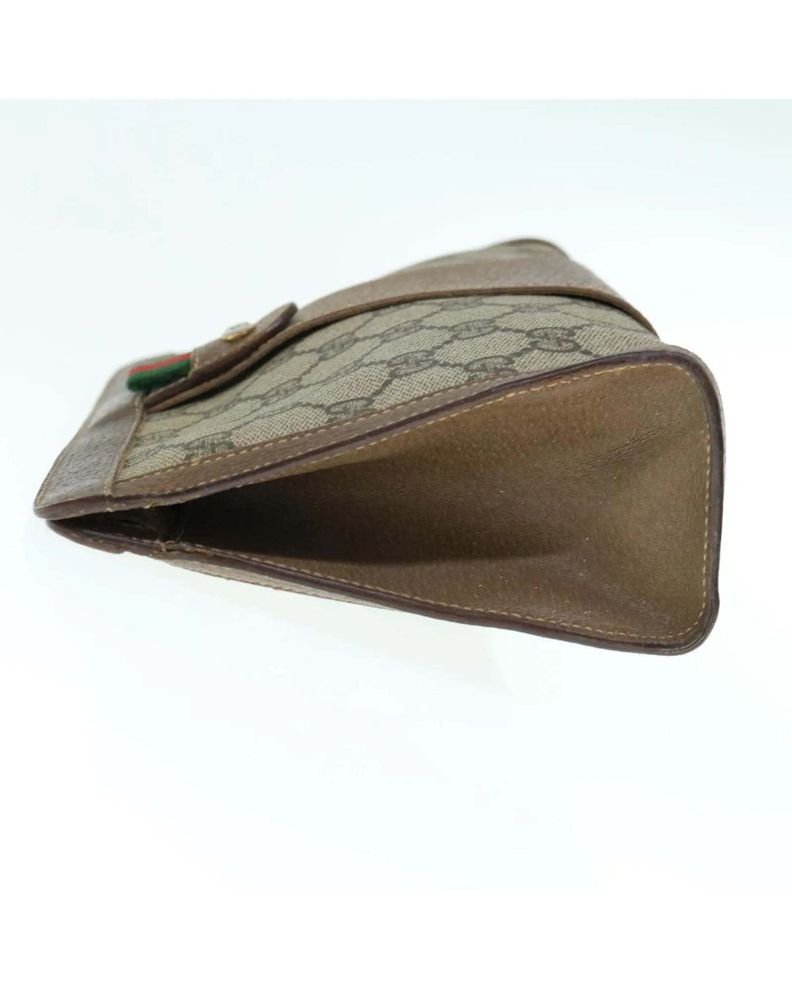 GG Supreme Web Sherry Line Clutch Bag in Beige and Red