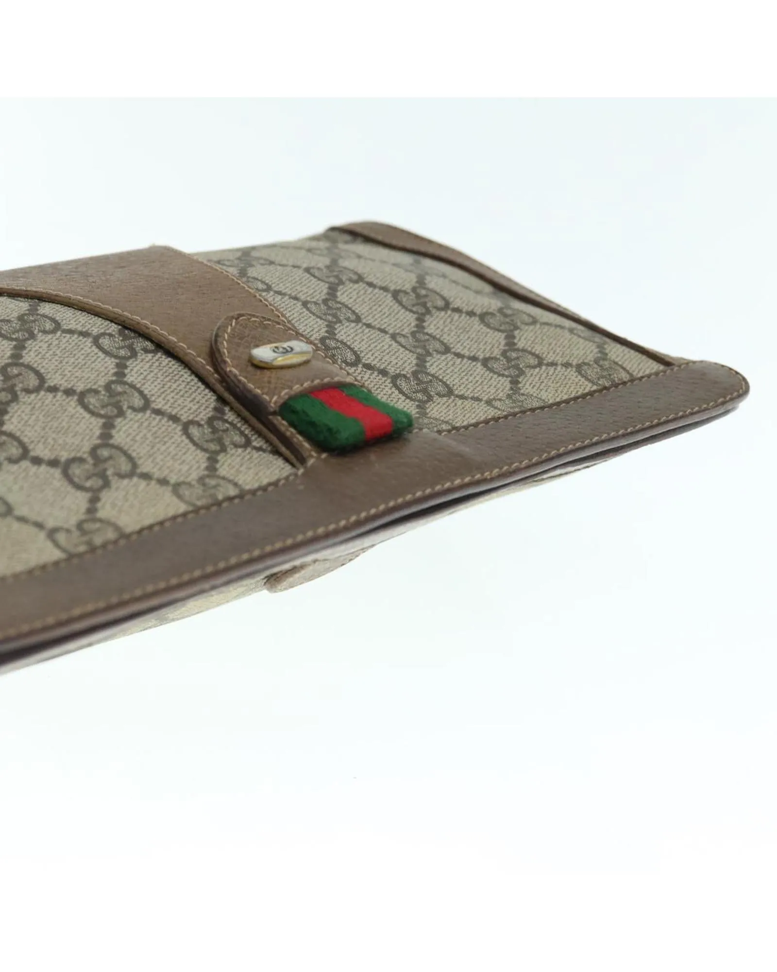 GG Supreme Web Sherry Line Clutch Bag in Beige and Red