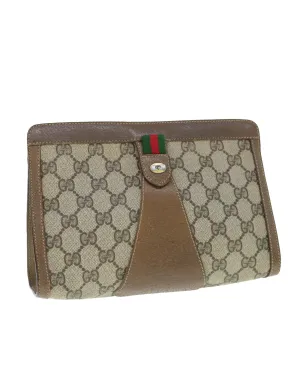 GG Supreme Web Sherry Line Clutch Bag in Beige and Red