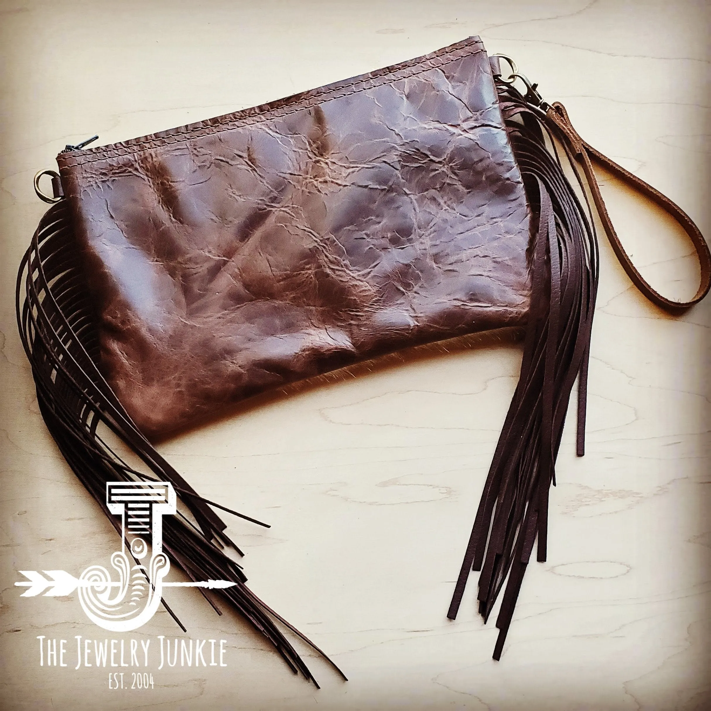 **Hair on Hide Handbag w/ Leather Fringe Turquoise Laredo Accent 504x