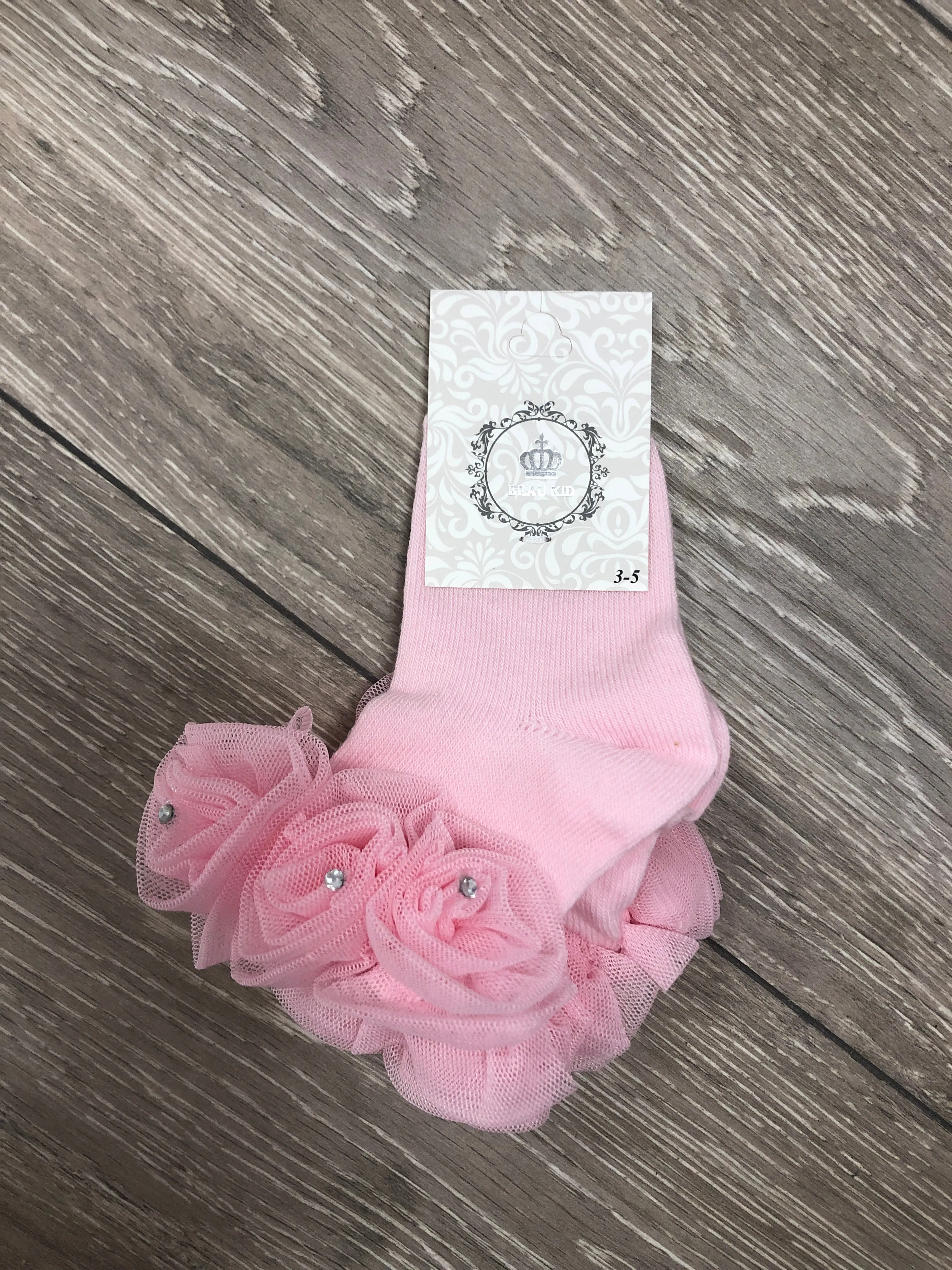 Pink Ankle Tutu Socks with Diamontes