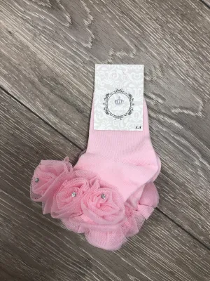 Pink Ankle Tutu Socks with Diamontes