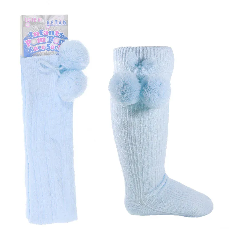 Pom Knee High Socks - Various Colours