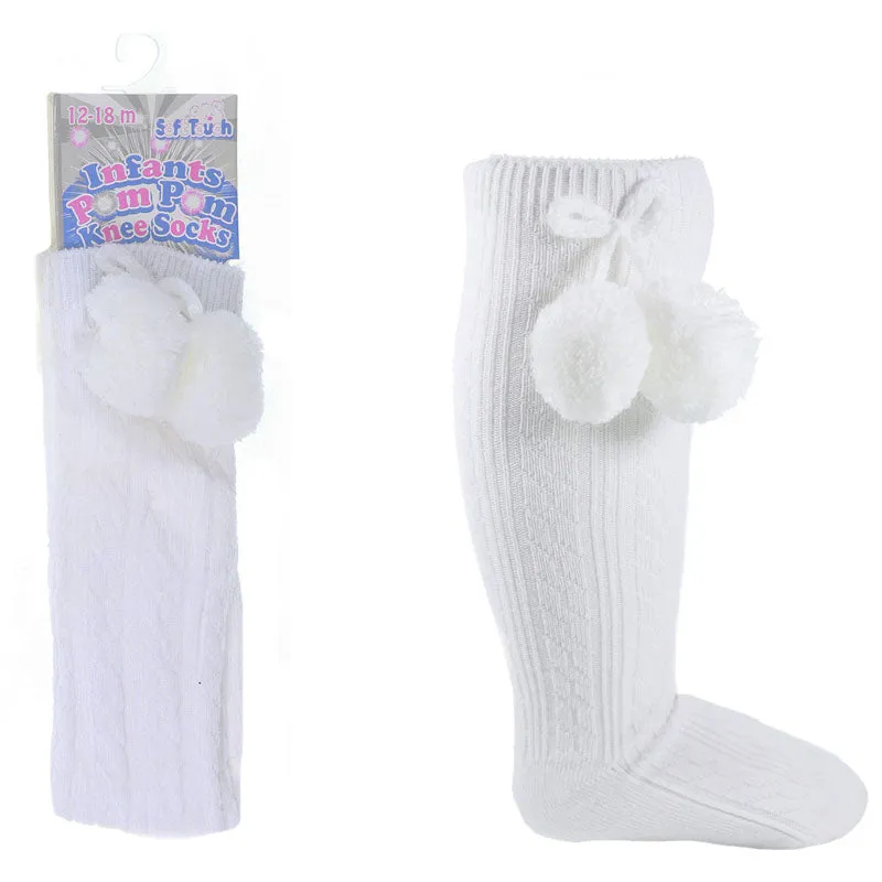 Pom Knee High Socks - Various Colours