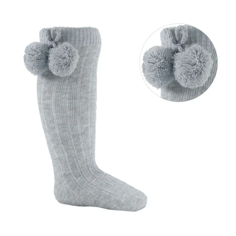 Pom Knee High Socks - Various Colours