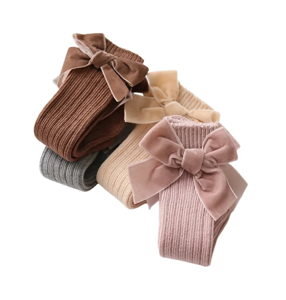 Valentina - Velvet Bow Baby Socks - Dusty Pink